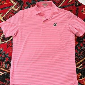 Men's Pink Striped Peter Millar Laurel Valley Golf club Polo Shirt summer comfor